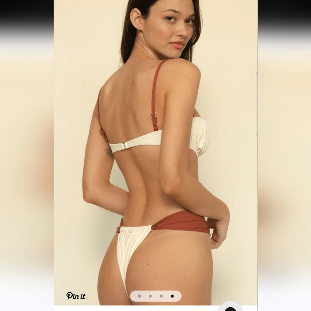 Montce Cream and Rust Two-Piece Bikini Set - Picture 3 of 6